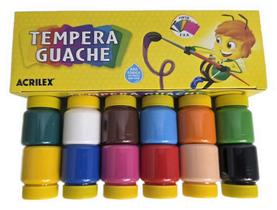 Tinta Tempera Guache 12 Cores 15ml Cada Acrilex 18 Caixas
