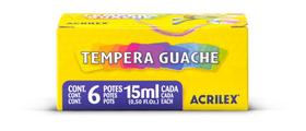 Tinta tempera guache 15ml 6 cores acrilex