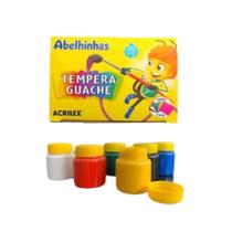 Tinta tempera guache 15ml com 06 cores vibrantes - acrilex