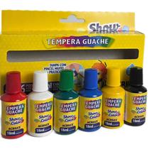 Tinta Tempera Guache 6 Cores 18ml Tampa Com Pincel