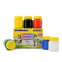 Tinta Tempera Guache 6 Cores Vivas 15ml Cada Acrilex