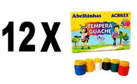Tinta Tempera Guache Acrilex 12 Caixas com 6 Cores15ml