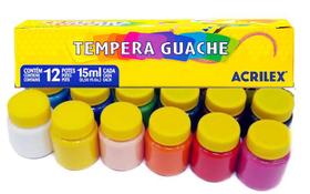 Tinta Tempera Guache Acrilex 12 Cores 15ml Pintura Infantil