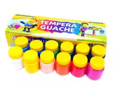 Tinta Tempera Guache Acrilex 12 Cores 15ml Pintura Infantil