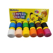 Tinta Tempera Guache Acrilex 12 cores Escolar Infantil 15ml