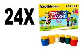 Tinta Tempera Guache Acrilex 24 Caixas com 6 Cores 15ml