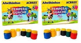 Tinta Tempera Guache Acrilex 6 Cores 15ml Kit com 2 Caixas
