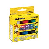 Tinta Tempera Guache Acrilex Fantasia Metallic 06 Cores