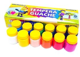 Tinta Tempera Guache Com 12 Cores Vivas 15ml Cada Não Toxico