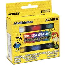 Tinta Tempera Guache Fantasia 6 Cores Com 15ml - Acrilex