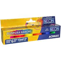 Tinta Tempera Guache Neon Kit 2 Caixas Com 6 Cores 15m cada