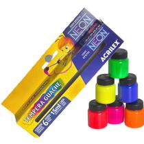 Tinta Tempera Guache Neon Kit 6 Caixas com 6 Cores Cada Tinta Tempera Guache Neon Kit 6 Caixas com 6 Cores Cada