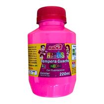 Tinta Tempera Guache Neon Potão 220ml Colorido Escolar Infantil Fluorescente