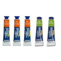 Tintas acrílicas para pintura artística kit 5 un em 2 cores