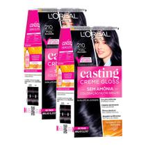 Tintura Casting Creme Gloss L'oréal Paris 210 Preto Azulado Kit com duas unidades