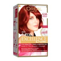 Tintura Creme Imédia Excellence L'oréal Vermelho Acetinado 6.66 Kit