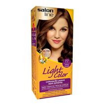Tintura Creme Salon Line Light Color Marrom Dourado 7.7 Kit