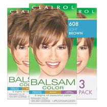 Tintura de cabelo Clairol Balsam Permanent 608 Light Brown Pacote com 3