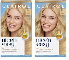 Tintura de cabelo Clairol Nice'n Easy, 10 loiras extra claras, pacote com 2 unidades