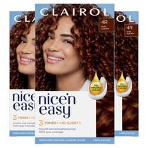 Tintura de cabelo Clairol Nice'n Easy 4R Dark Auburn, pacote com 3