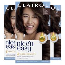 Tintura de Cabelo Clairol Nice'n Easy 5C - Castanho Médio Claro - Pacote com 3