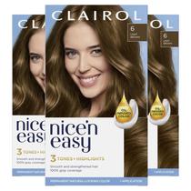 Tintura de cabelo Clairol Nice'n Easy 6 Light Brown Pacote com 3 Tintura de cabelo Clairol Nice'n Easy 6 Light Brown Pacote com 3