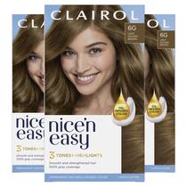Tintura de cabelo Clairol Nice'n Easy 6G, marrom dourado claro, pacote com 3 unidades