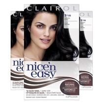 Tintura de cabelo Clairol Nice'n Easy Liquid Permanent, 2 unidades pretas x 3