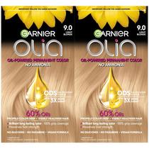 Tintura de cabelo Garnier Olia sem amônia 9.0 Light Blonde, pacote com 2