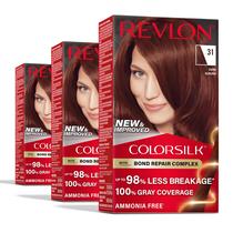 Tintura de cabelo Revlon ColorSilk 31 Dark Auburn com Bond Repair x3