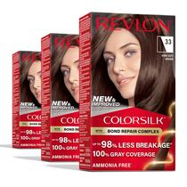 Tintura de cabelo Revlon ColorSilk 33 Dark Soft Brown Capa 100% cinza