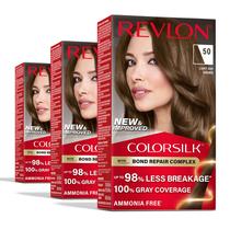 Tintura de cabelo Revlon ColorSilk 50 Light Ash Brown Capa 100% cinza Tintura de cabelo Revlon ColorSilk 50 Light Ash Brown Capa 100% cinza