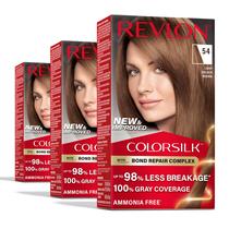 Tintura de cabelo Revlon ColorSilk com complexo Bond Repair 54 marrom dourado claro (pacote com 3) Tintura de cabelo Revlon ColorSilk com complexo Bond Repair 54 marrom dourado claro (pacote com 3)