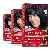 Tintura de cabelo Revlon ColorSilk com complexo de reparo de ligações azul preto Tintura de cabelo Revlon ColorSilk com complexo de reparo de ligações azul preto