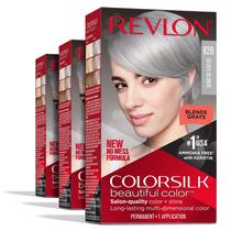 Tintura de cabelo Revlon Colorsilk Permanent Blonde, capa 100% cinza