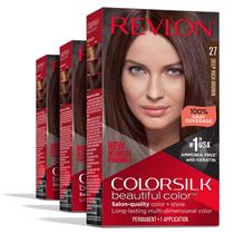 Tintura de cabelo Revlon Colorsilk Permanent Brown com cobertura 100% cinza