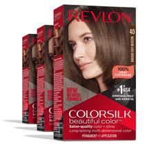 Tintura de cabelo Revlon Colorsilk Permanent Brown com cobertura 100% cinza