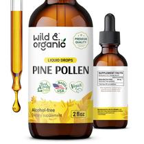 Tintura de pólen de pinho selvagem e orgânica Antioxidante e suporte imunológico Gotas de extrato de pólen de pinho Suplemento líquido vegano, sem açúcar e sem álcool 2 fl oz