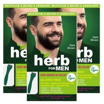 Tintura para Barba Herb Speedy Castanho Escuro Vegana, Sem PPD, Kit com 3 Tintura para Barba Herb Speedy Castanho Escuro Vegana, Sem PPD, Kit com 3