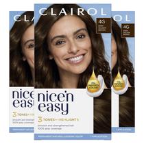 Tintura para cabelo Clairol Nice'n Easy 4G Castanho Dourado Escuro 90mL x3