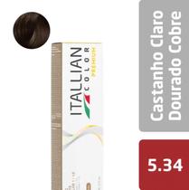 Tintura para cabelos itallian color premium 5.34 castanho claro dourado cobre 60gr