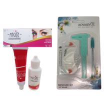 tintura para sobrancelha magike Escolha cor + Kit Acessórios régua paquimetro escovinha glitter