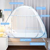 Tinyuet Mosquito Net para cama, 70.8x78.7in Pop-up Mosquito Net Tenda para uso interno e externo, porta dupla portátil mosquiteiro de viagem com fundo de rede, tela de inseto-borda azul