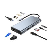 Tipo-C 11-em-1 Docking Station USB 3.0 HUB 4K HDMI VGA PD RJ45 Adaptador De Rede Para Laptop MacBook