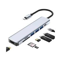 Tipo C 7 em 1 HUB USB3.0 Hub HDMI PD87W 4K 30Hz Conversor de alta definição Leitor de cartão SD TF