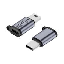 Tipo C fêmea para Micro USB, Mini USB fêmea para Tipo C conector fêmea adaptador