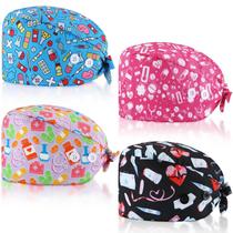 Tipo de unidade de bonés de enfermeira para mulheres que amamentam e trabalham com botão, 4 unidades Tipo de unidade de bonés de enfermeira para mulheres que amamentam e trabalham com botão, 4 unidades