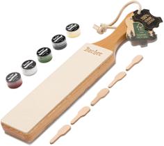 Tira de afiação de facas Bacher Premium em couro com composto