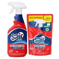 Tira Mofo E Limo + Refil 500ml Cloro Ativo Saif Parede Teto Banheiro Guarda Roupa Rejunte Antimofo