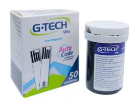 Tira Reagente Glicemia Glicose Diabete G-tech Vita Cx 50 Und
